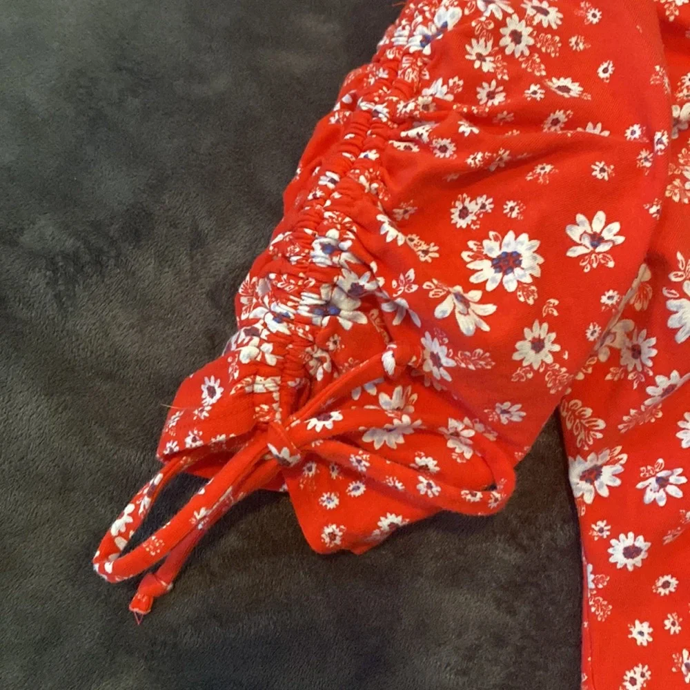 Free People Red Floral Print Body Suit - Small - Picture 4 of 9